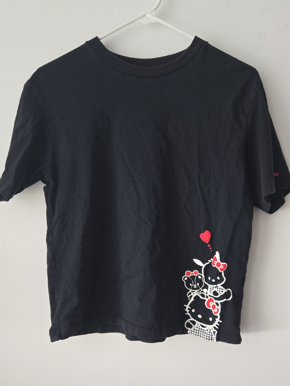 3/$8 Sanrio Uniqlo UT Black Tee with Red & White Character Print